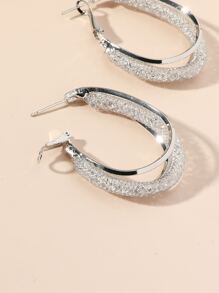 水滴形狀耳環 - 銀色 - 查看 4