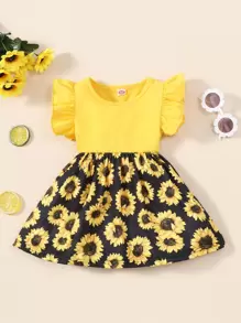 嬰兒印花荷葉邊洋裝 - 彩色 - 查看 1