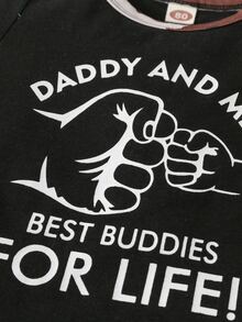 Bộ đồ Em bé Tương phản ràng buộc Con số Ngụy trang Slogan Giải trí - Nhiều màu - Xem 3