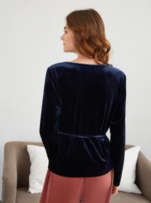 SHEIN 絲絨腰帶休閒服上裝