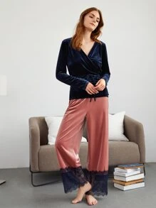 SHEIN 絲絨腰帶休閒服上裝