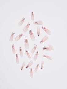 24入組長款棺材形假指甲和1入組指甲銼和1片果凍膠 - 彩色 - 查看 3