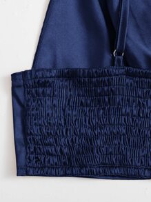 SHEIN Privé 後背打褶緞面無鋼圈內衣上衣