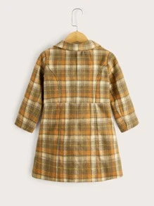 SHEIN 小女童格子呢圖案雙排釦開襟花呢外套 - 彩色 - 查看 2