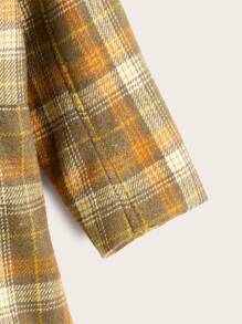 SHEIN 小女童格子呢圖案雙排釦開襟花呢外套 - 彩色 - 查看 3