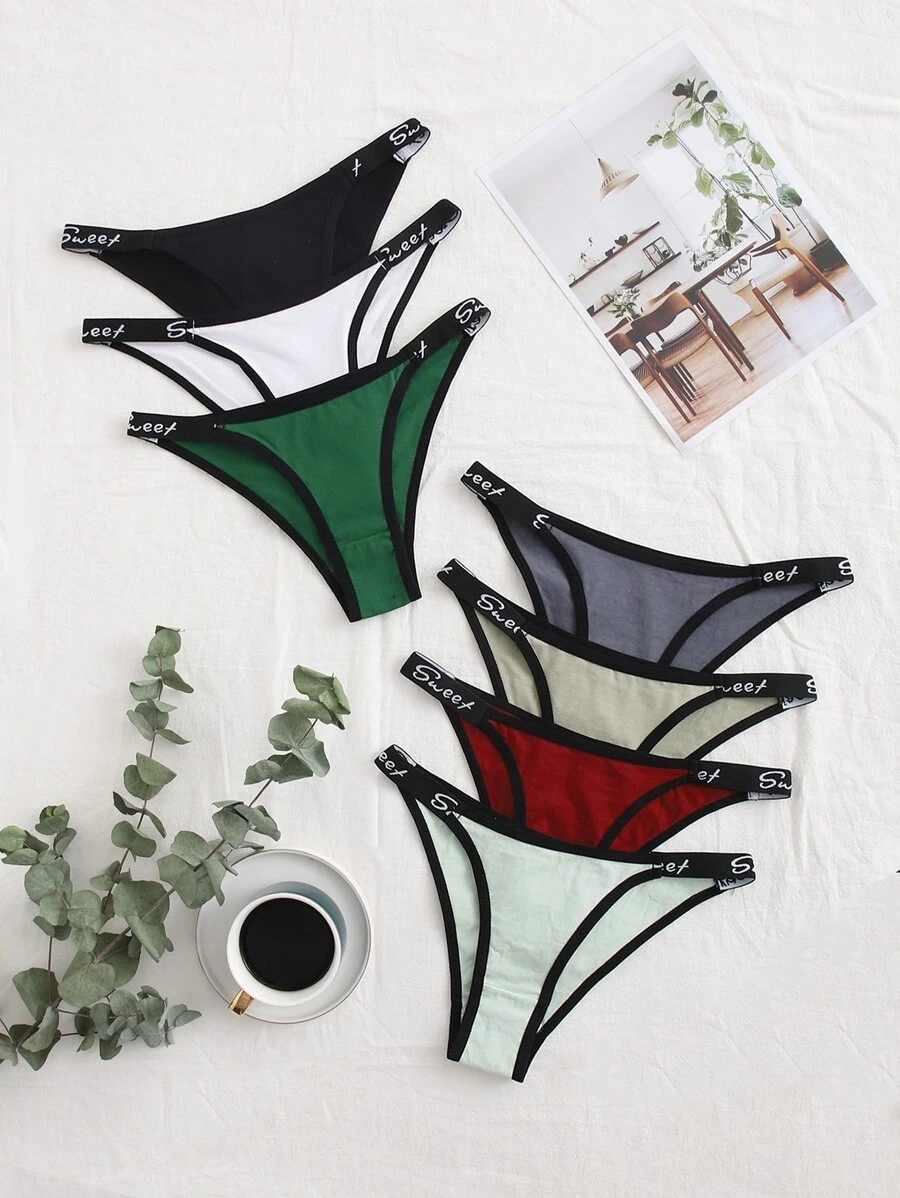 7 piezas Bragas unido en contraste - Multicolor - Ver 1