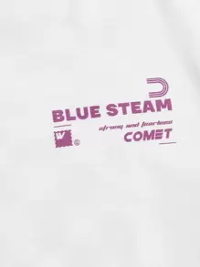 Manfinity VCAY Men Cotton Plaid And Slogan Graphic Crew Neck Tee - White - View 4