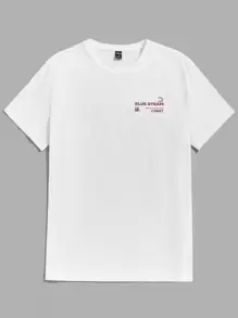 Manfinity VCAY Men Cotton Plaid And Slogan Graphic Crew Neck Tee - White - View 5