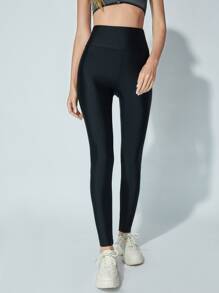 SHEIN Tall High Waist Solid Leggings - Black - View 3