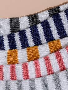5pairs Toddler Kids Striped In Crew Socks - Nhiều màu - Xem 3