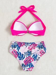 Bản in nhiệt đới Bộ Bikini Xoắn Push-Up Dây Bras & Eo cao Đáy 2 mảnh Bộ đồ tắm - Nhiều màu - Xem 2