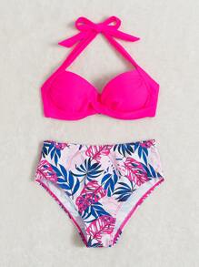 Bản in nhiệt đới Bộ Bikini Xoắn Push-Up Dây Bras & Eo cao Đáy 2 mảnh Bộ đồ tắm - Nhiều màu - Xem 4