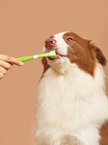 1pc Pet Toothbrush With 3-sided Brush Head, Random Color, Suitable For Cats And Dogs, Ideal For Pet Teeth Cleaning - Multicolor - View 2