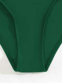 Stitch Detail Push Up One Piece Swimsuit Summer - Army Green - View 7