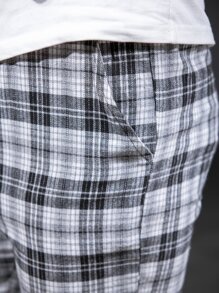 Manfinity Men Plaid Print Slant Pocket Pants - Multicolor - View 5