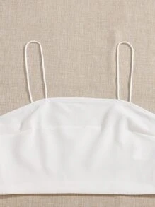 SHEIN EZwear 素色吊帶背心和開叉下擺網格裙套裝 - 紫丁香色 - 查看 4