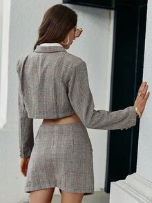 Sollinarry Bộ đồ hai mảnh nữ Chia Nút phía trước Sọc ca rô Giải trí - Nhiều màu - Xem 2