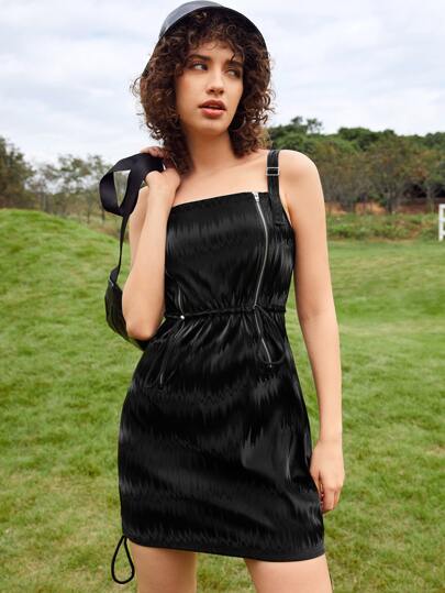 فستان كامي بتفاصيل سحاب رباط خصر