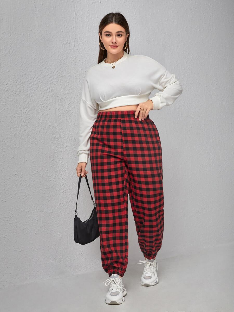 SHEIN Unity Quần Plus Size Kẻ sọc Giải trí - Nhiều màu - Xem 1