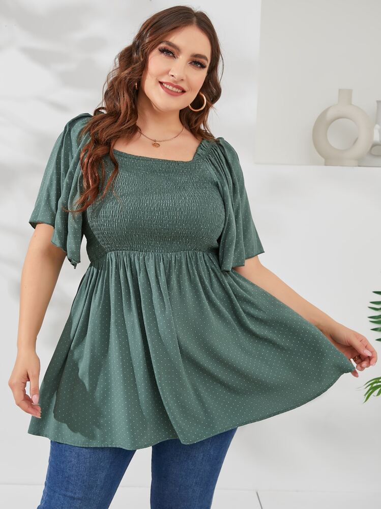 Mulvari למידות גדולות חולצת  עם הדפס נקודות - ירוק כהה - ראה 1