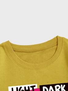 男士字母和陰陽印花運動衫 - 芥末黃 - 查看 3