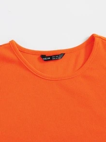 Muchica Camiseta corta neón naranja tejido de canalé - Naranja - Ver 4