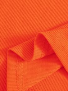 Muchica Camiseta corta neón naranja tejido de canalé - Naranja - Ver 5