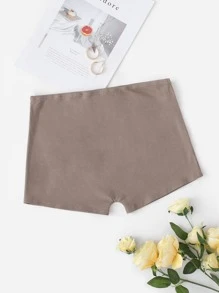 Muchica Elastic Waist Solid Biker Shorts - Mocha Brown - View 1