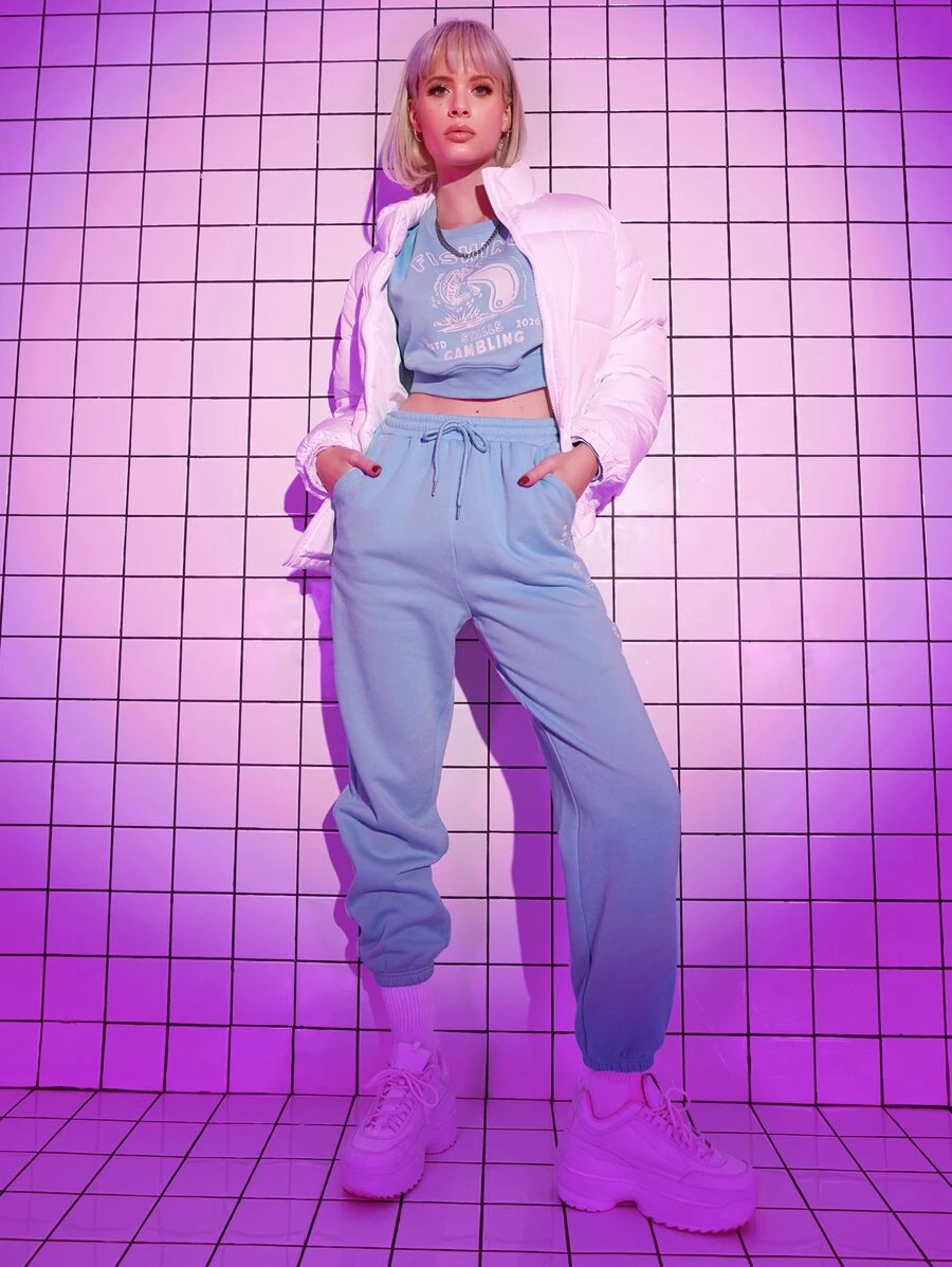 Motspraydesignstudio 艺术家鱼和字母图案落肩短款套头运动衫，节日