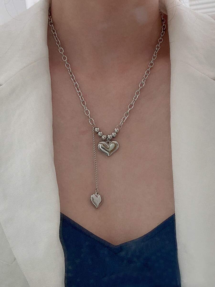 Collar con accesorio de corazón - Plateado - Ver 1