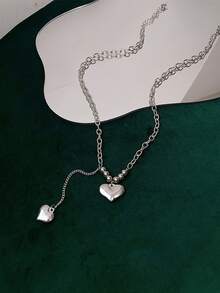 Collar con accesorio de corazón - Plateado - Ver 3