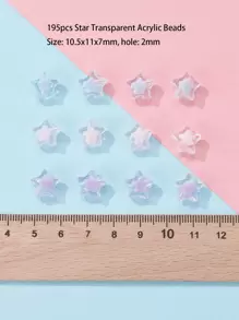 195pcs Star Bead In Bead Transparent Acrylic Beads - Multicolor - View 4