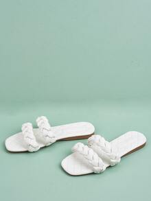 Dép bệt Nữ màu trơn Kỳ nghỉ - trắng - Xem 2