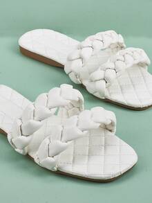 Dép bệt Nữ màu trơn Kỳ nghỉ - trắng - Xem 3