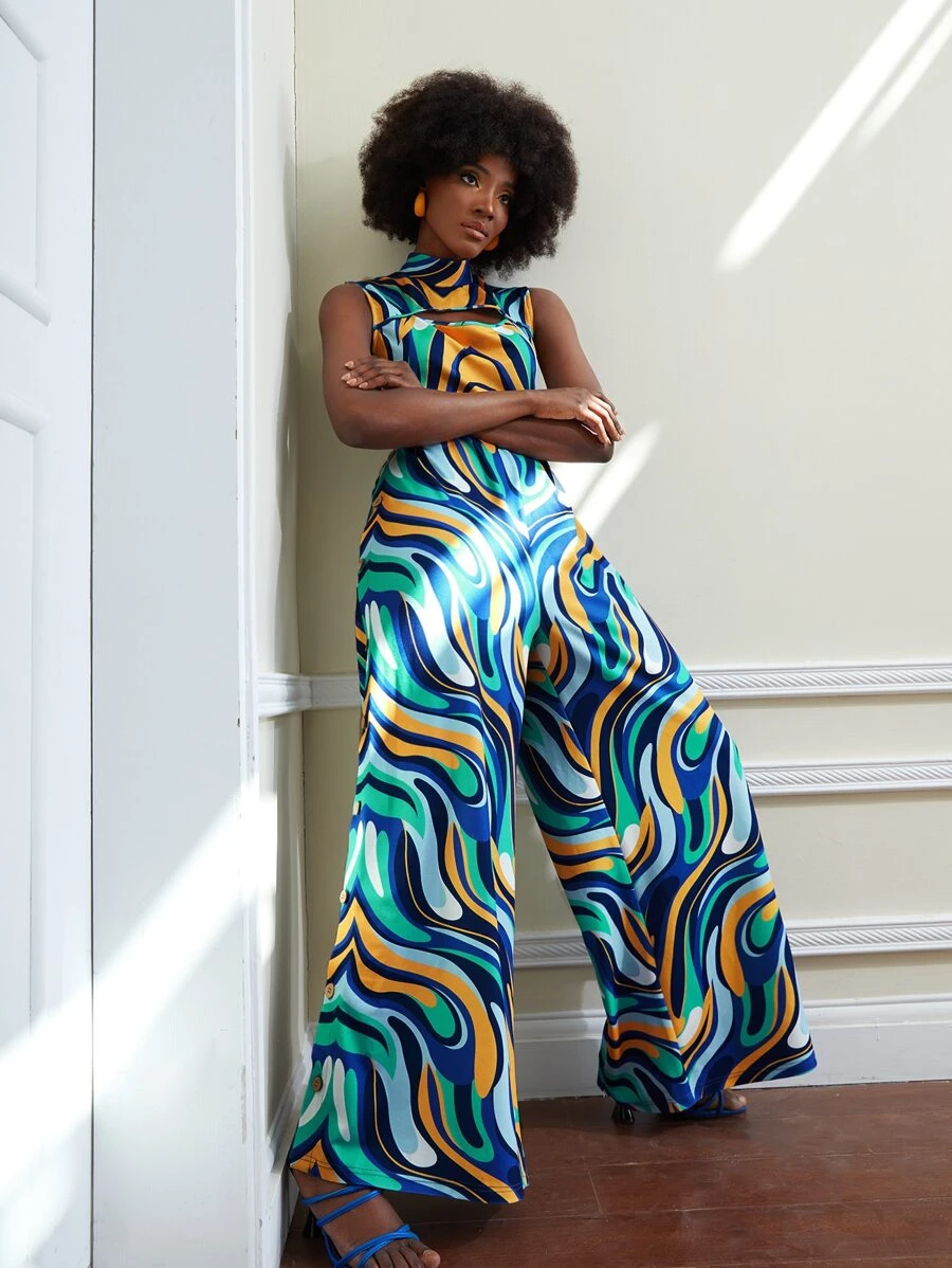 Maria Áo liền quần nữ Cắt ra Dây kéo Tất cả trên in Boho - Nhiều màu - Xem 1