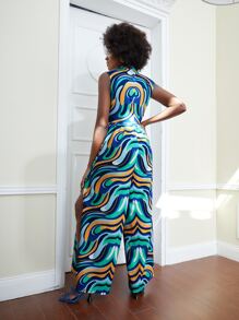 Maria Áo liền quần nữ Cắt ra Dây kéo Tất cả trên in Boho - Nhiều màu - Xem 2