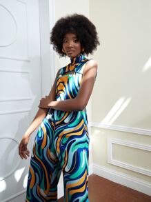 Maria Áo liền quần nữ Cắt ra Dây kéo Tất cả trên in Boho - Nhiều màu - Xem 6