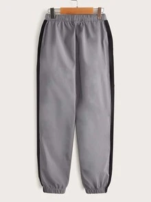 SHEIN Boys Reflective Drawstring Waist Side Striped Trousers - Grey - View 2
