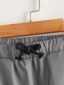 SHEIN Boys Reflective Drawstring Waist Side Striped Trousers - Grey - View 4