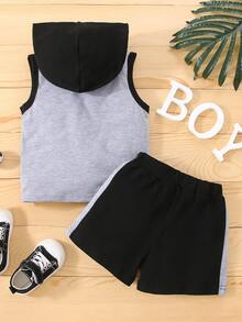 Đứa bé trai Đồ họa Khẩu hiệu Khối màu áo có mũ Áo thun & quần đùi - Nhiều màu - Xem 2