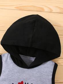 Đứa bé trai Đồ họa Khẩu hiệu Khối màu áo có mũ Áo thun & quần đùi - Nhiều màu - Xem 3