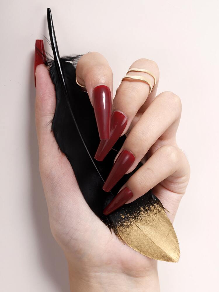 100pcs Plain Fake Nail - Red - View 3