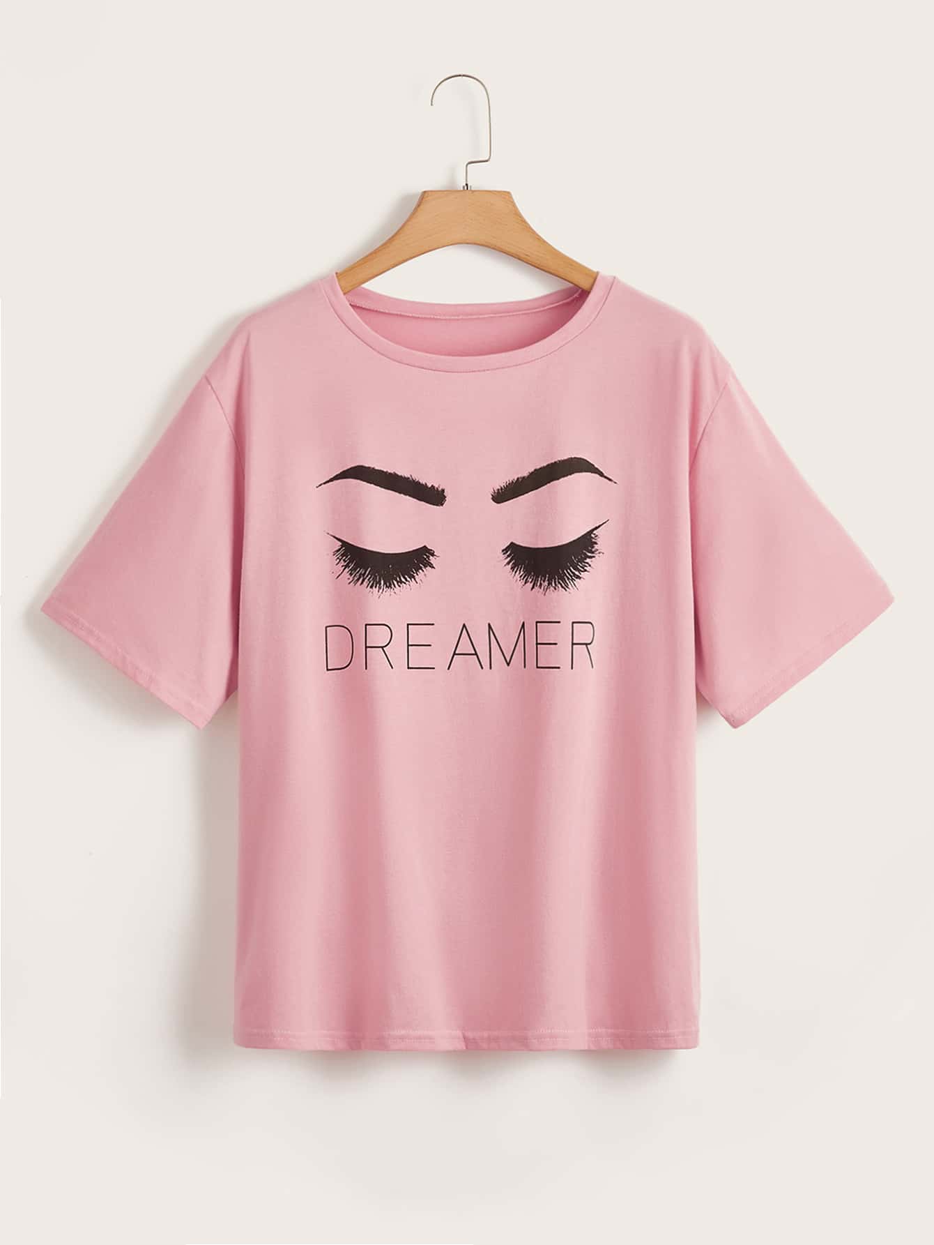 Plus Figure And Letter Graphic Tee - Pink - View 1