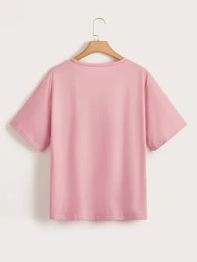 Plus Figure And Letter Graphic Tee - Pink - View 2