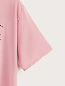 Plus Figure And Letter Graphic Tee - Pink - View 3