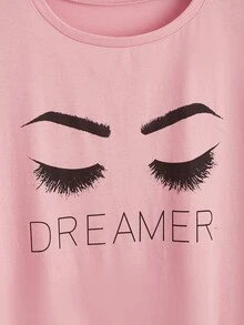 Plus Figure And Letter Graphic Tee - Pink - View 4