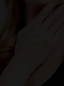 1 hoja pegatina de tatuaje de gato - Multicolor - Ver 2