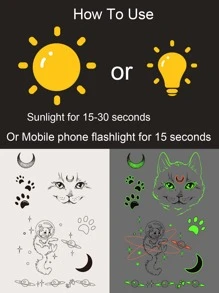 1 hoja pegatina de tatuaje de gato - Multicolor - Ver 4