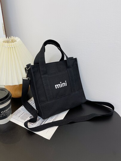 バケットバッグ 文字グラフィック ポケットフロント