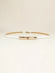 金屬搭扣細腰帶 - 白色 - 查看 5